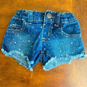 Splatter jean shorts